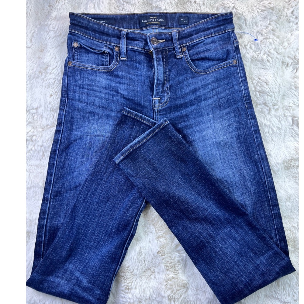 Lucky Brand 110 Skinny Jeans Mens 28x32 Blue Denim Medium Wash Slim Fit. A40